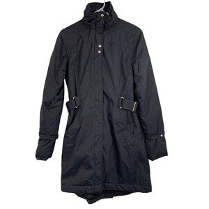 Sz 6 Lululemon Black Insulated Long Coat Womens EUC High Collar Full Zip Parka